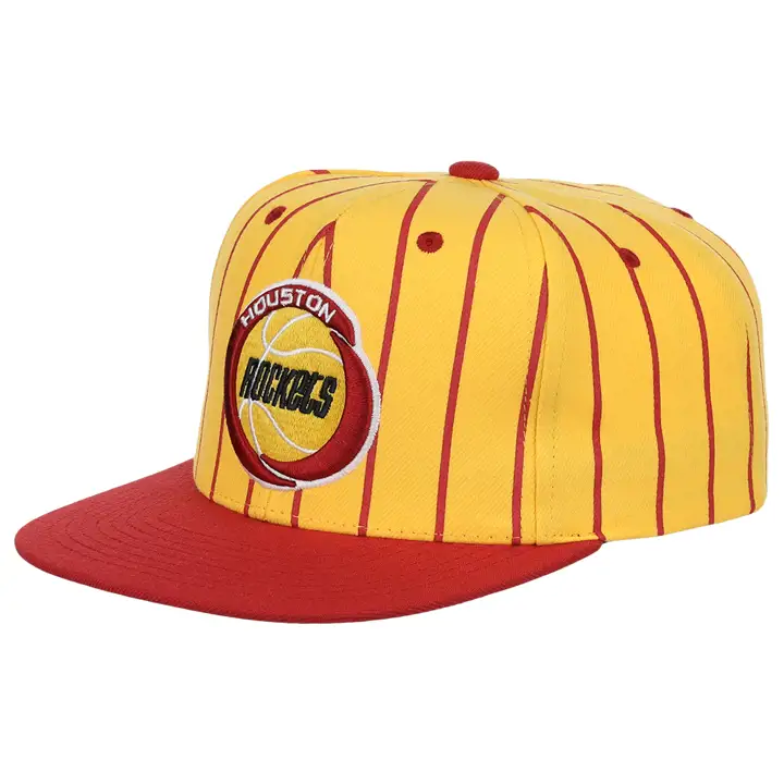 Casquette snapback Houston Rockets NBA à rayures deux tons jaune/rouge/vert