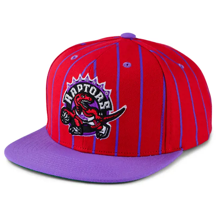 Casquette snapback à rayures bicolores des Raptors de Toronto NBA, rouge/violet/vert