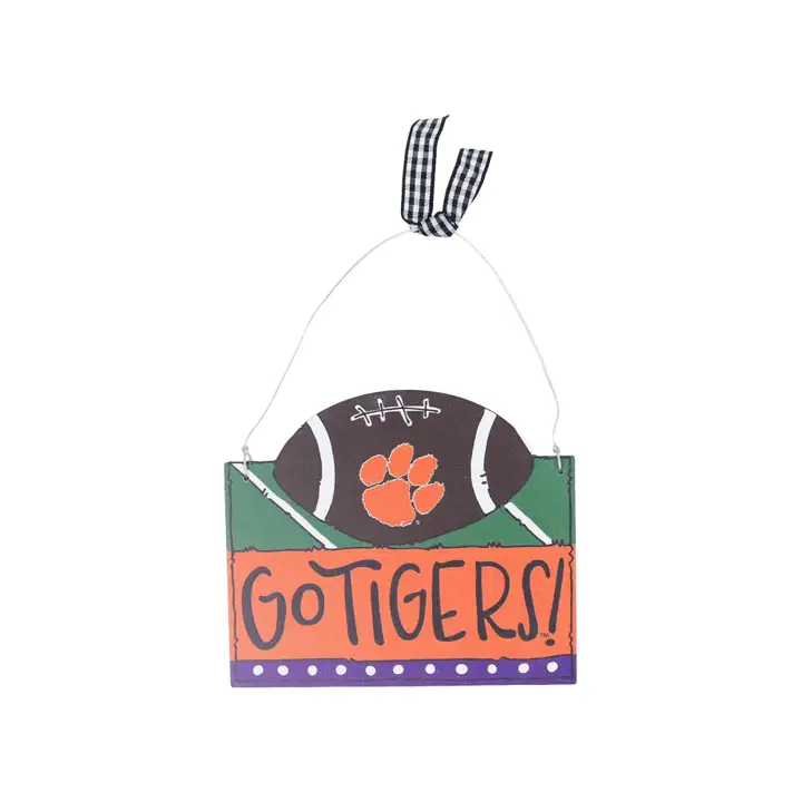 Ornement en bois avec slogan des Clemson Tigers