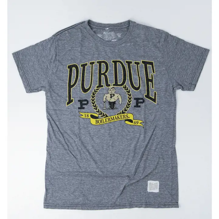 T-shirt chiné Purdue Boilermakers NCAA avec couronne de laurier GRY