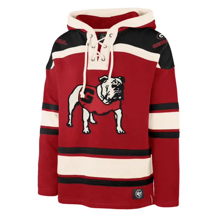 Sweat à capuche lacé supérieur NCAA Georgia Bulldogs ROUGE