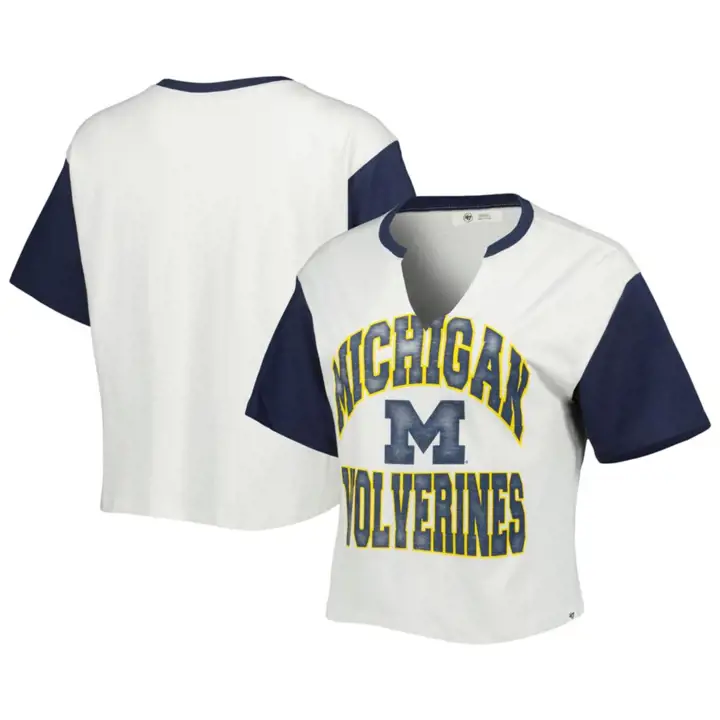 T-shirt court « Dolly » NCAA Michigan Wolverines pour femme – CRÈME