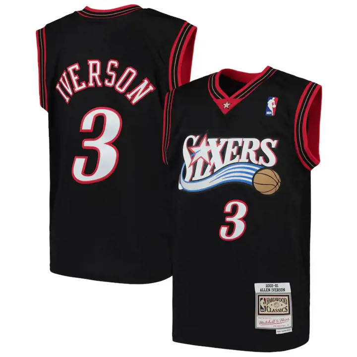 SIXERS NBA M&N MAILLOT SWINGMAN ENFANT AUS Allen Iverson NOIR