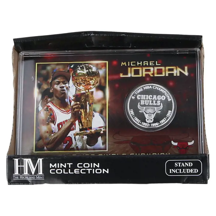 Chicago Bulls 6x Champion NBA Pièce de Monnaie Carte Michael Jordan