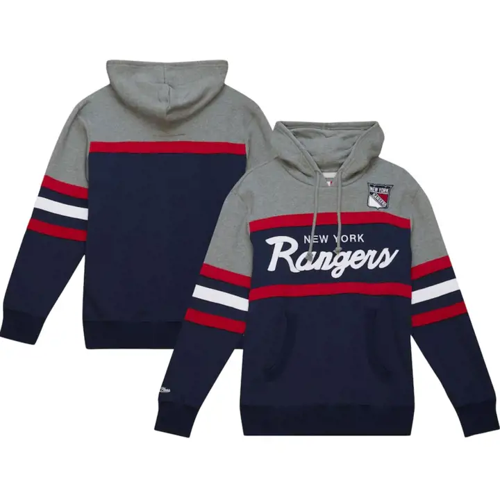 New York Rangers NHL M&N Sweat à capuche entraîneur gris/marine
