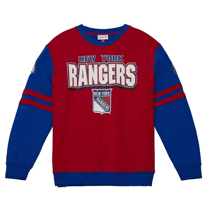New York Rangers LNH M&N Sweat Col Rond rouge/bleu