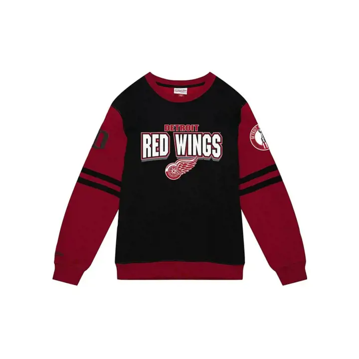 Chandail ras du cou Detroit Redwings LNH M&N motif intégral noir/rouge
