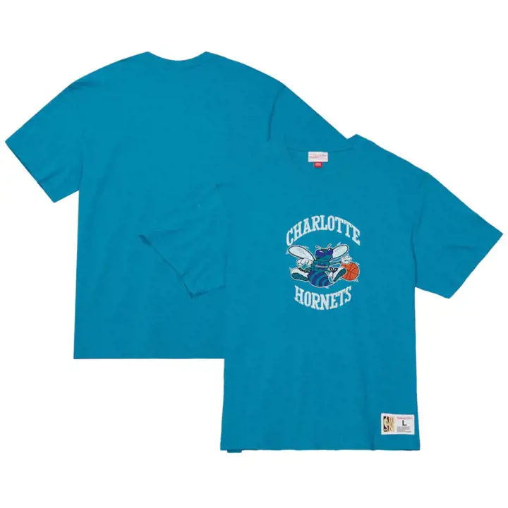 T-SHIRT CHARLOTTE HORNETS NBA M&N LEGENDARY SLUB VERT BLEU CANARD