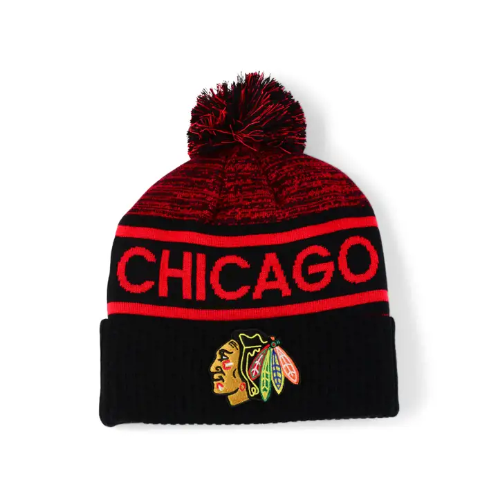 BONNET À POMPON CHICAGO BLACKHAWKS 23 NHL AP NOIR