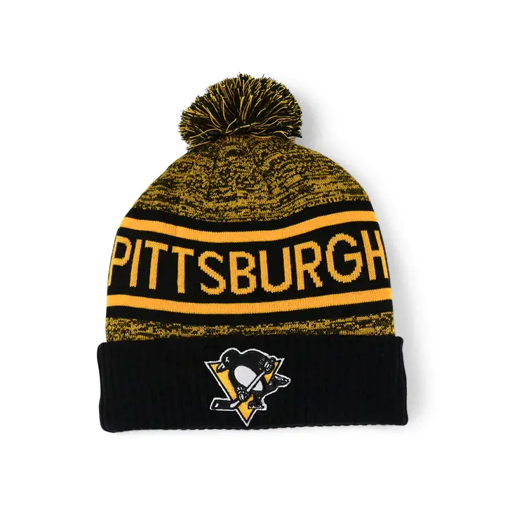 PITTSBURGH PENGUINS 23 NHL AP Bonnet à Pompon avec Revers Noir