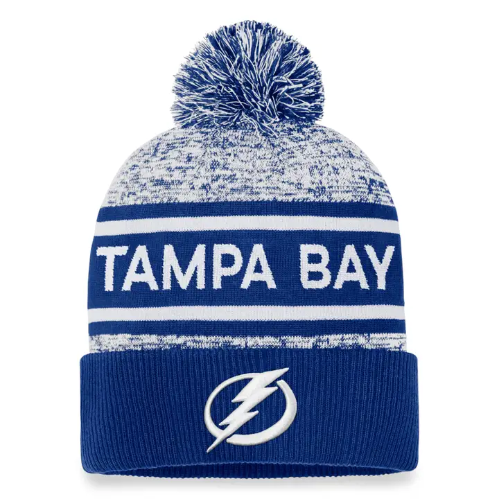 BONNET TRICOTÉ À POMPON AVEC REVERS LIGHTNING DE TAMPA BAY 23 NHL BLEU