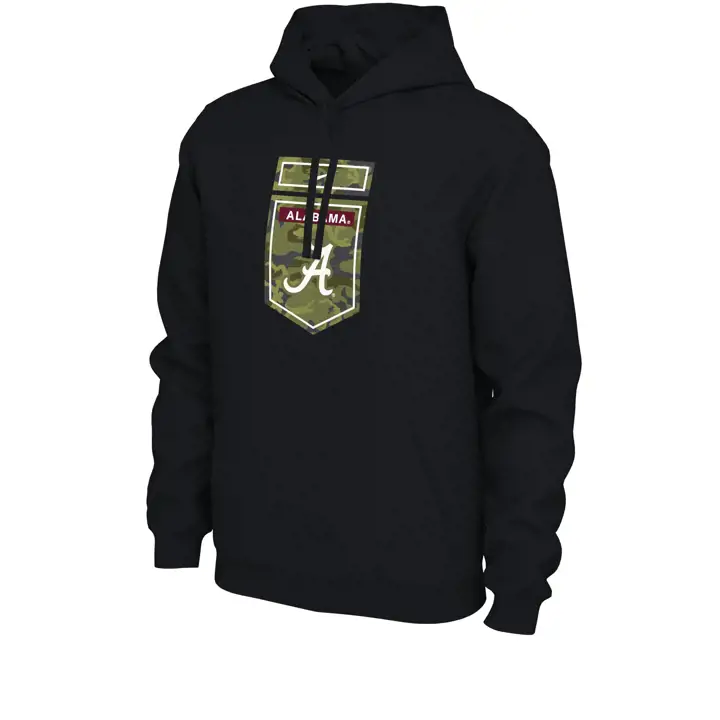 Alabama Crimson Tide M NK HOODY VET DAY CAMO QS BLK