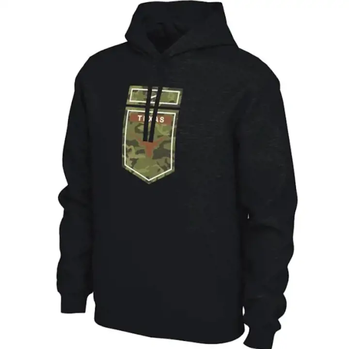 Texas Longhorns M NK HOODY VET DAY CAMO QS BLK