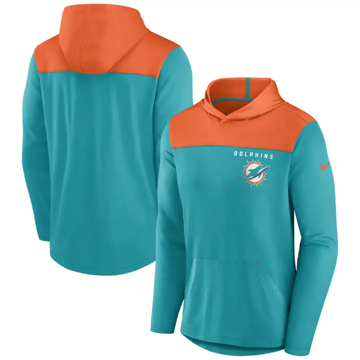 Sweat à capuche Miami Dolphins NFL Athletic Lock Up 23 vert/orange