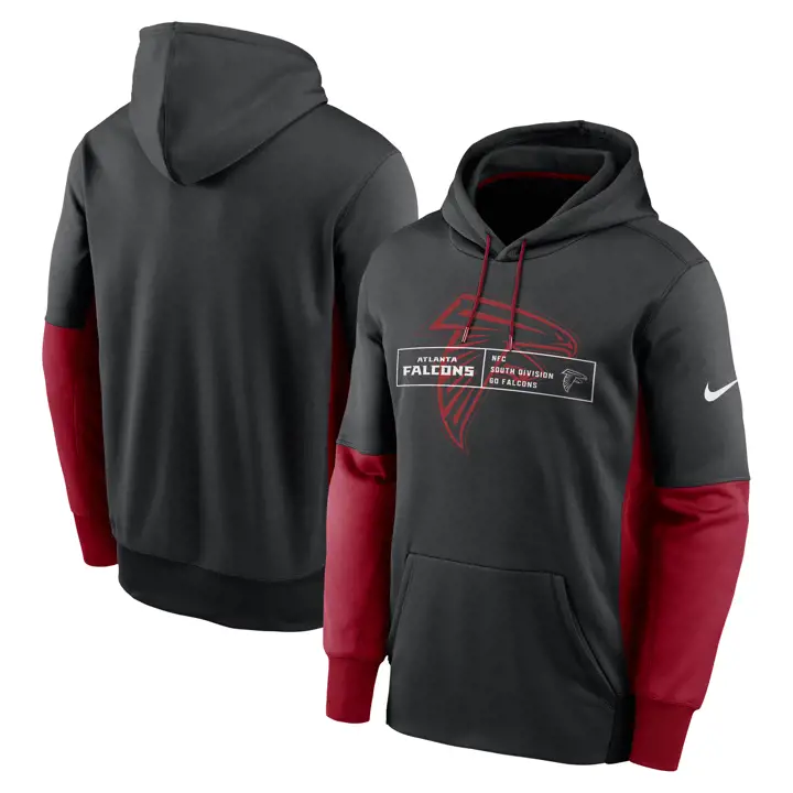 Sweat à capuche chevauché Atlanta Falcons NFL Therma 23 noir/rouge