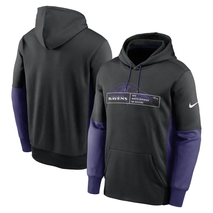 Sweat à capuche chevauché Therma NFL Baltimore Ravens 23 noir/violet
