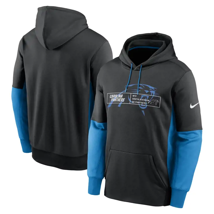 Carolina Panthers NFL Sweat à Capuche Therma Overlap 23 noir/bleu