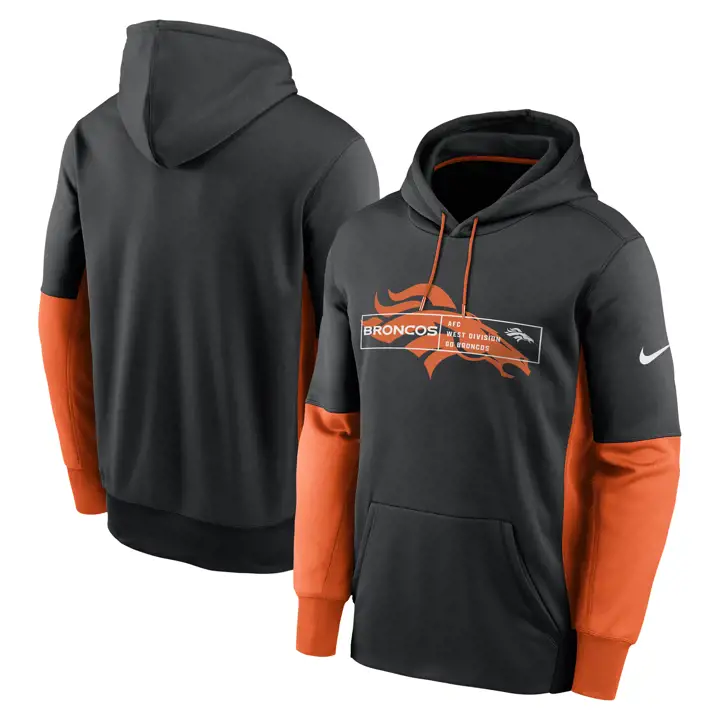 Sweat à capuche Denver Broncos NFL Therma Overlap 23 noir/orange