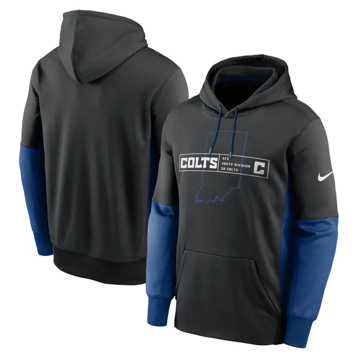 Chandail à capuchon Therma Overlap NFL Indianapolis Colts 23, noir/bleu