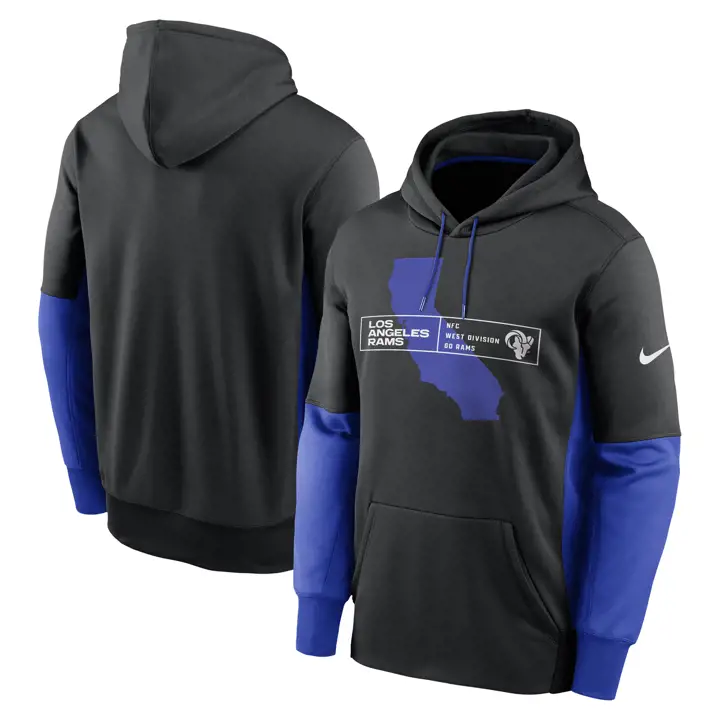 Haut à capuche NFL Therma Overlap Los Angeles Rams 23 noir/bleu roi