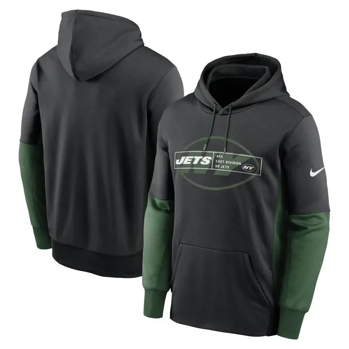 New York Jets NFL Sweat à capuche Therma Overlap 23 noir/vert