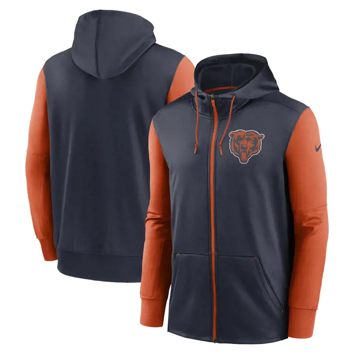 Chicago Bears NFL Sweat à capuche color block FZ 23 bleu/orange