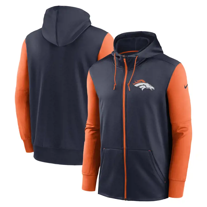 Sweat à capuche zippé NFL Denver Broncos colorblock 23 marine/orange