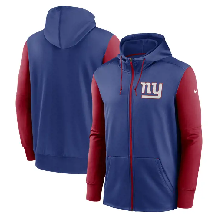 Sweat à capuche zippé NFL New York Giants Colorblock 23 bleu/rouge