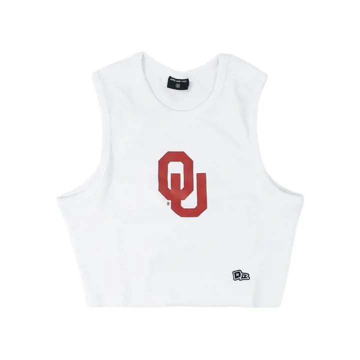 Débardeur court Oklahoma Sooners NCAA Femme Hype & Vice Blanc
