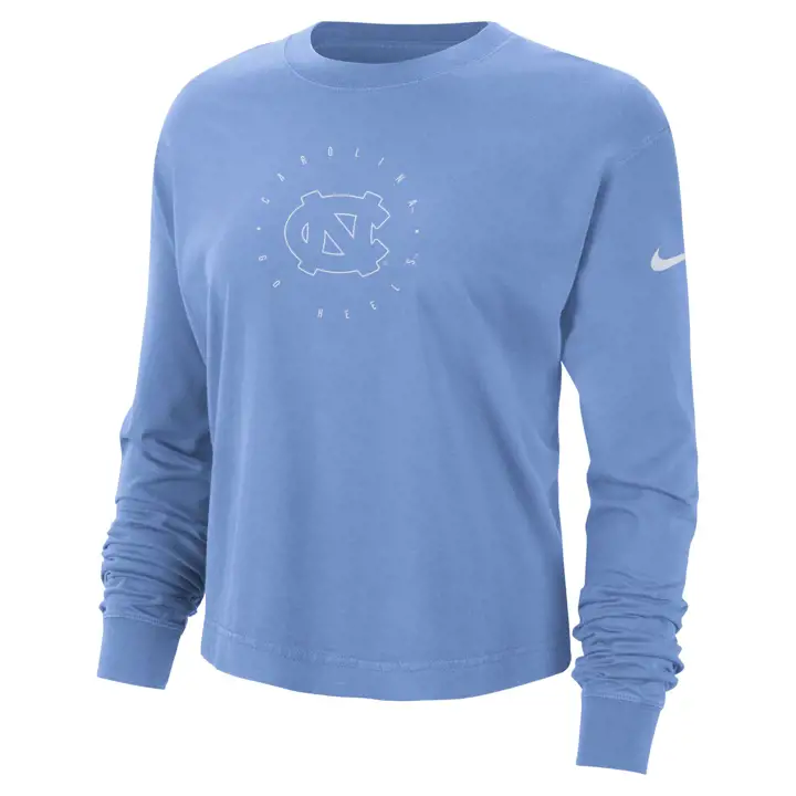 Haut ras du cou ample en coton à manches longues pour femme North Carolina Tar Heels, couleur poussière