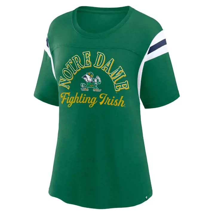 T-shirt de receveur rayé Notre Dame Fighting Irish NCAA pour femme
