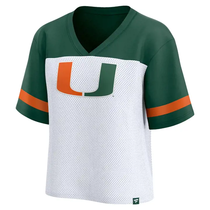 T-shirt en maille à grand logo des Miami Hurricanes NCAA pour femme 23 BLANC