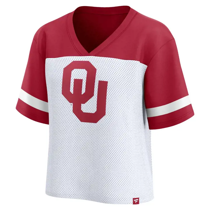 T-shirt en maille à grand logo NCAA pour femme Oklahoma Sooners 23 WHT