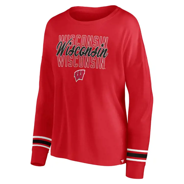 T-shirt manches longues triple script Wisconsin Badgers NCAA femme 23 R