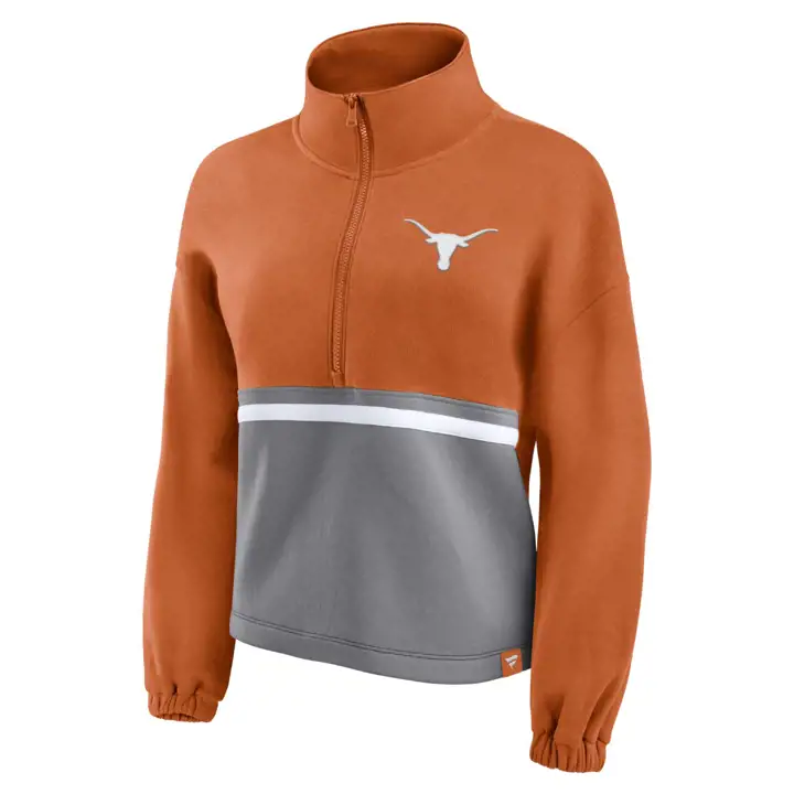 Texas Longhorns NCAA Femme Colorblock 1/2 Zip 23 TEX ORG