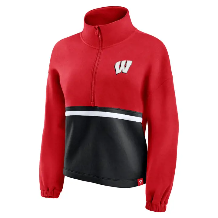 Wisconsin Badgers NCAA pour femme, coupe colorblock 1/2 zip 23 ROUGE