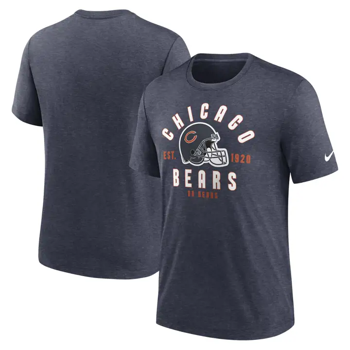 T-shirt Chicago Bears NFL Triblend Stacked 23 Marine Foncé