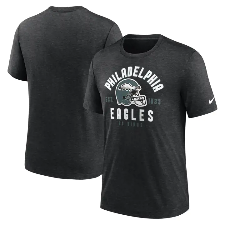 T-shirt Philadelphia Eagles NFL en tissu tri-mélange, modèle empilé, 23, noir