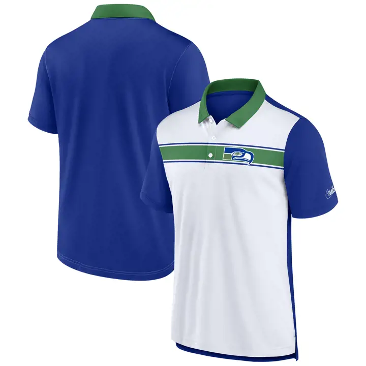 Polo Logo Seattle Seahawks NFL Rewind 23 BLANC