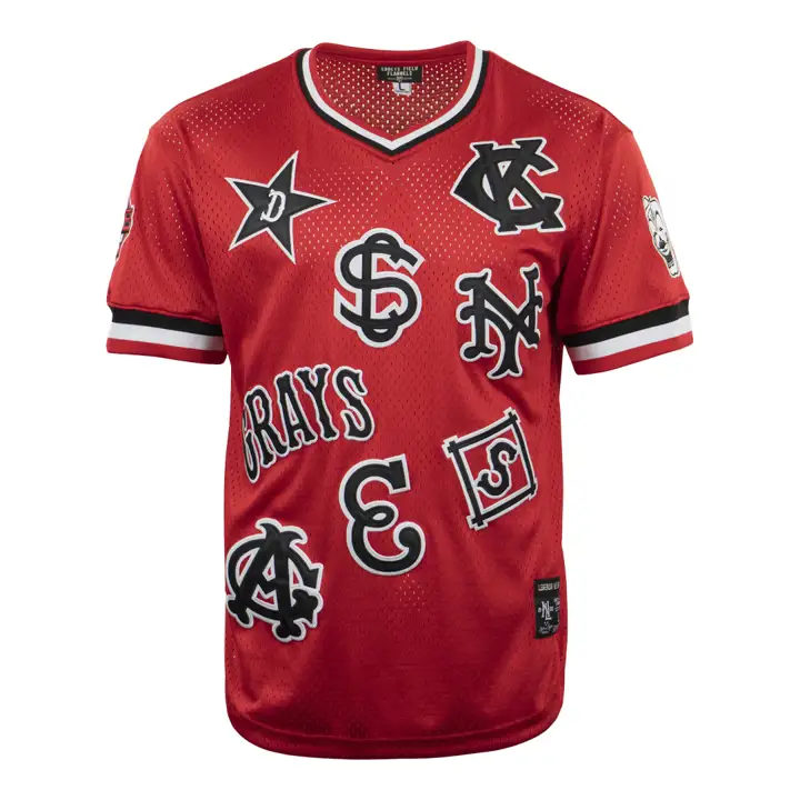 Maillot en maille col V réplique Negro League NL ROUGE/NOIR