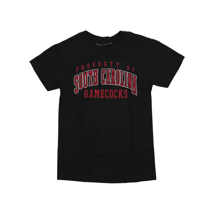 T-shirt sous licence officielle NCAA « Property Of » des Gamecocks de la Caroline du Sud – Noir
