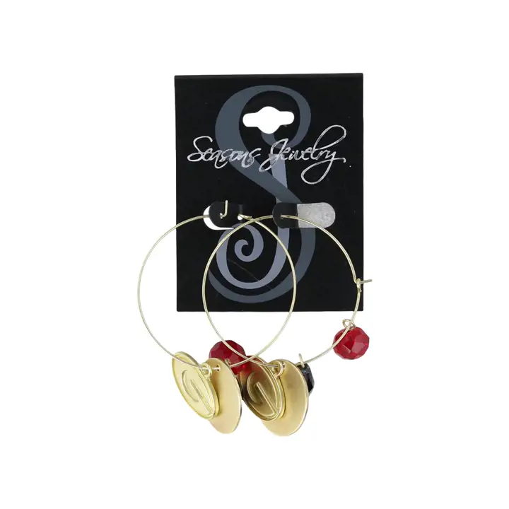 Boucles d'oreilles créoles Georgia Bulldogs avec logo or mat AST
