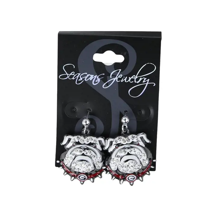 Boucles d'oreilles mascotte en cristal Georgia Bulldogs AST