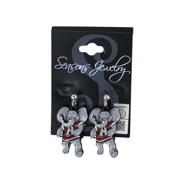 Boucles d'oreilles mascotte en cristal Alabama Crimson Tide AST