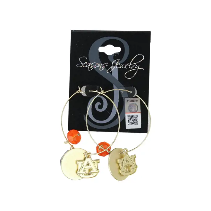 Boucles d'oreilles créoles avec logo doré mat des Auburn Tigers AST