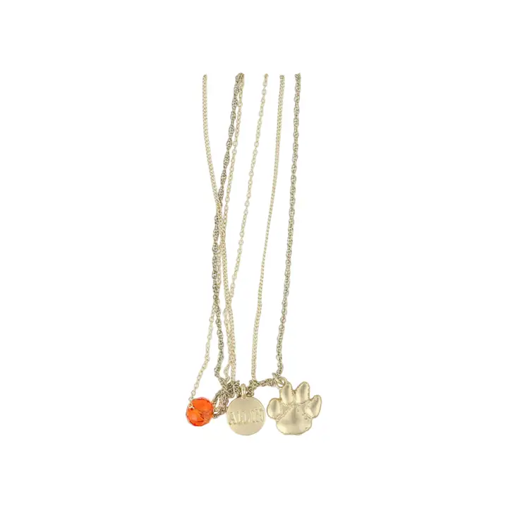 Collier Clemson Tigers à pendentif doré mat avec logo AST