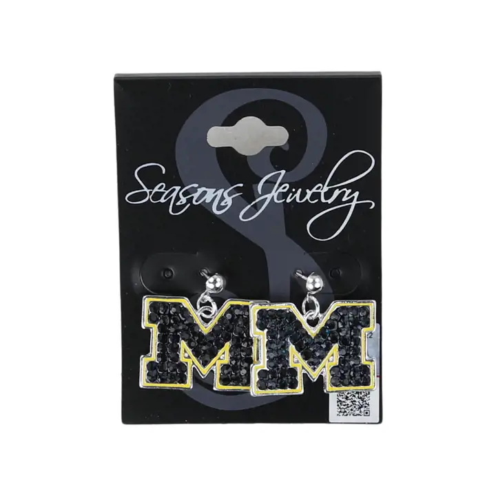 Boucles d'oreilles Michigan Wolverines Logo en Cristal AST