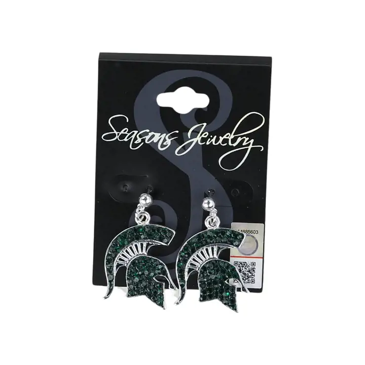 Boucles d'oreilles Michigan State Spartans à logo en cristal