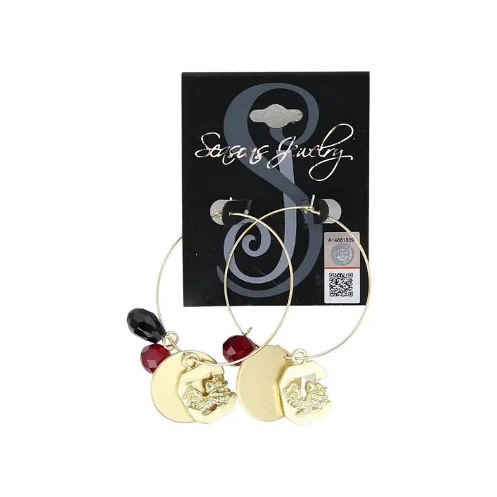 Boucles d'oreilles créoles logotées or mat South Carolina Gamecocks AST