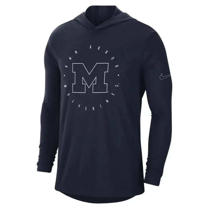 Michigan Wolverines M NK DF TEE HOODY COL SU marine
